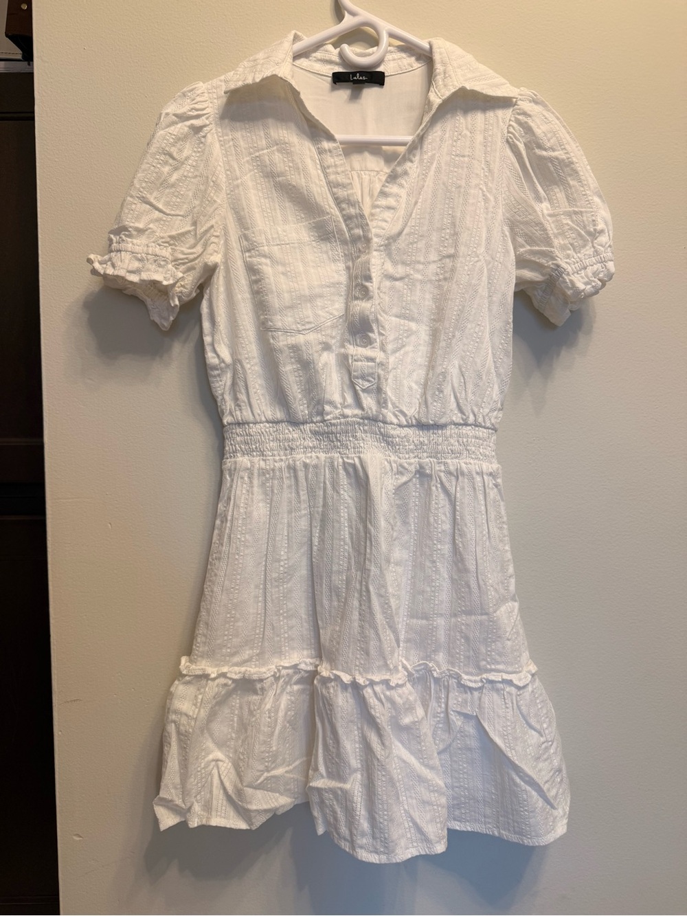 Lulu's White Eyelet Collared Mini Dress